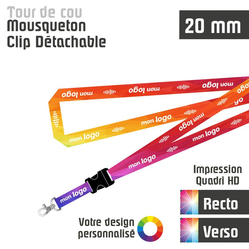 Tour de Cou Mousqueton J+10 Clip détachable