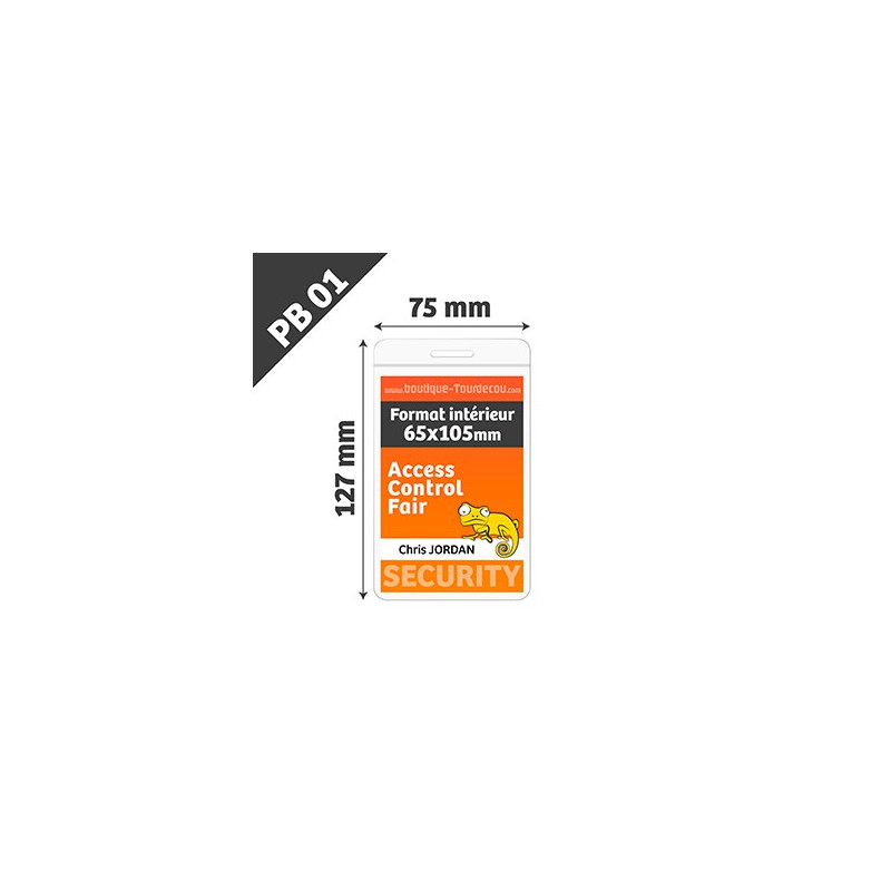 PB01 - Porte Badge Souple - Vertical - 75x127mm - Transparent