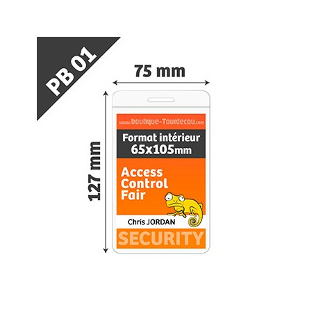 PB01 - Porte Badge Souple - Vertical - 75x127mm - Transparent