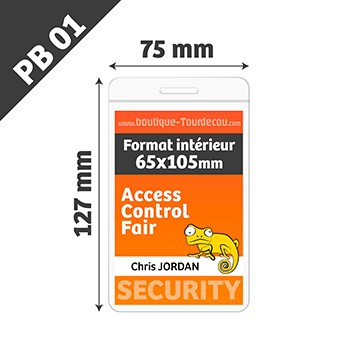 PB01 - Porte Badge Souple - Vertical - 75x127mm - Transparent