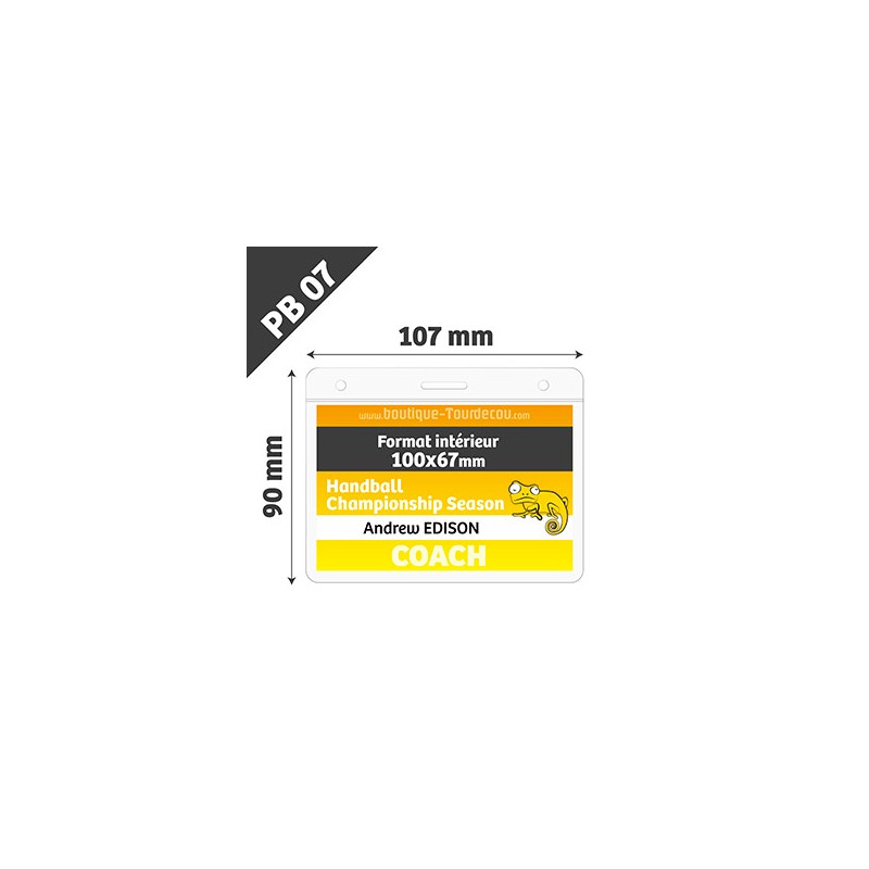 PB07 - Porte Badge Souple - Horizontal - 107x90mm - Transparent
