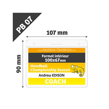 PB07 - Porte Badge Souple - Horizontal - 107x90mm - Transparent