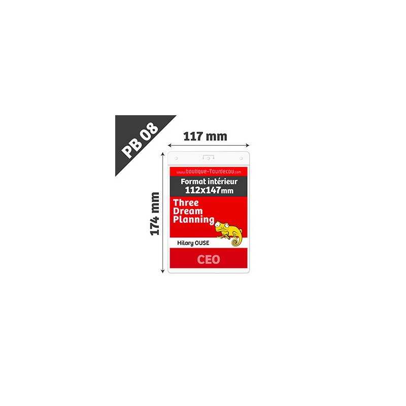 PB08 - Porte Badge Souple - Vertical - 117x174mm - Transparent