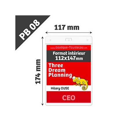 PB08 - Porte Badge Souple - Vertical - 117x174mm - Transparent