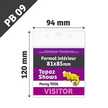 PB09 - Porte Badge Souple - Vertical - 94x120mm - Transparent