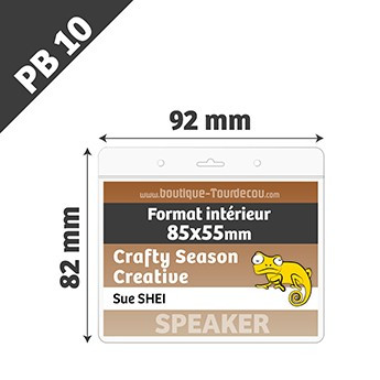 PB10 - Porte Badge Souple - Horizontal - 92x82mm - Transparent