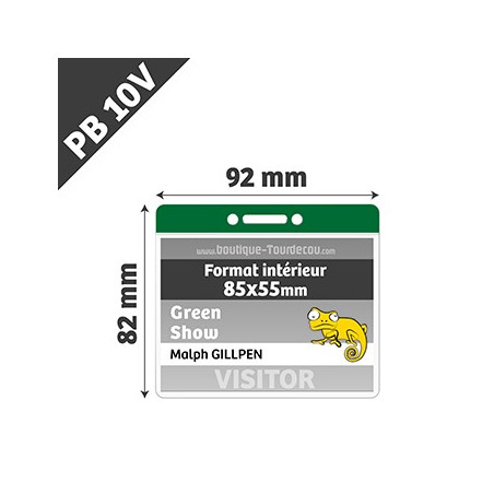 PB10V - Porte Badge Souple - Horizontal - 92x82mm - Transparent