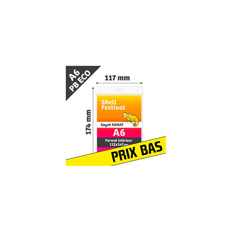 PBECO A6 - Porte Badge Eco - Vertical - Format A6 - Transparent