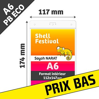 PBECO A6 - Porte Badge Eco - Vertical - Format A6 - Transparent