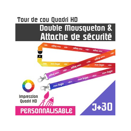 Tour de Cou Double Mousqueton et Attache de Sécurité J+30
