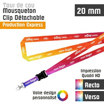 Tour de Cou Mousqueton J+4 Clip Détachable
