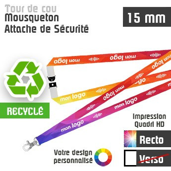 Tour de Cou Mousqueton Recyclé J+30 Attache de sécurité