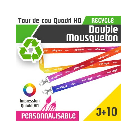 Tour de Cou Recyclé Double Mousqueton J+10