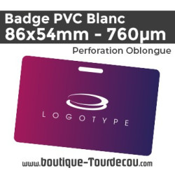 Badge PVC 86x54mm - Blanc - 760 µm - commande sur-mesure