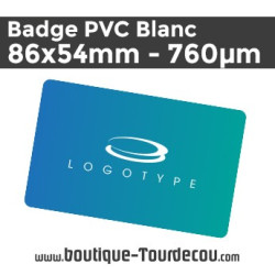 Badge PVC 86x54mm - Blanc - 760 µm - sans perforation