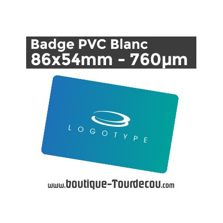 Badge PVC 86x54mm - Blanc - 760 µm - sans perforation