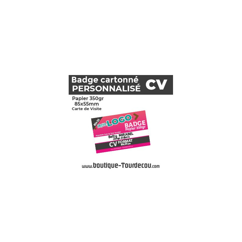 Badge Carton 350gr - 85x55mm