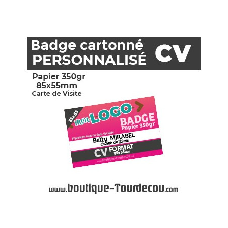 Badge Carton 350gr - 85x55mm