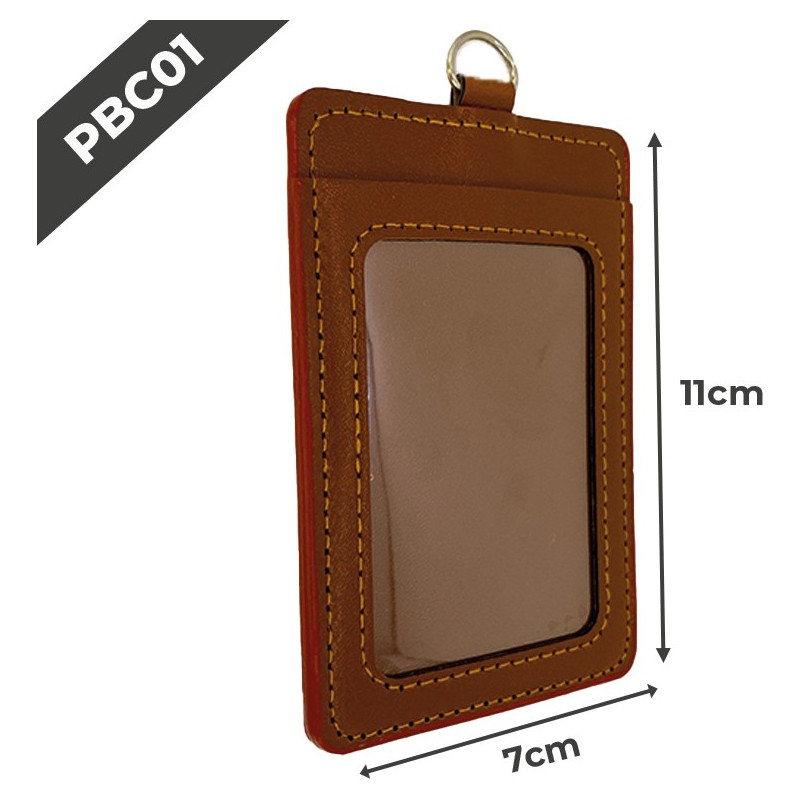 PBC01 Porte-badge en cuir | 55x75mm | Marron