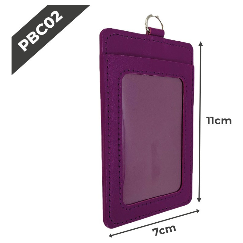PBC02 Porte-badge en cuir | 55x75mm | Violet