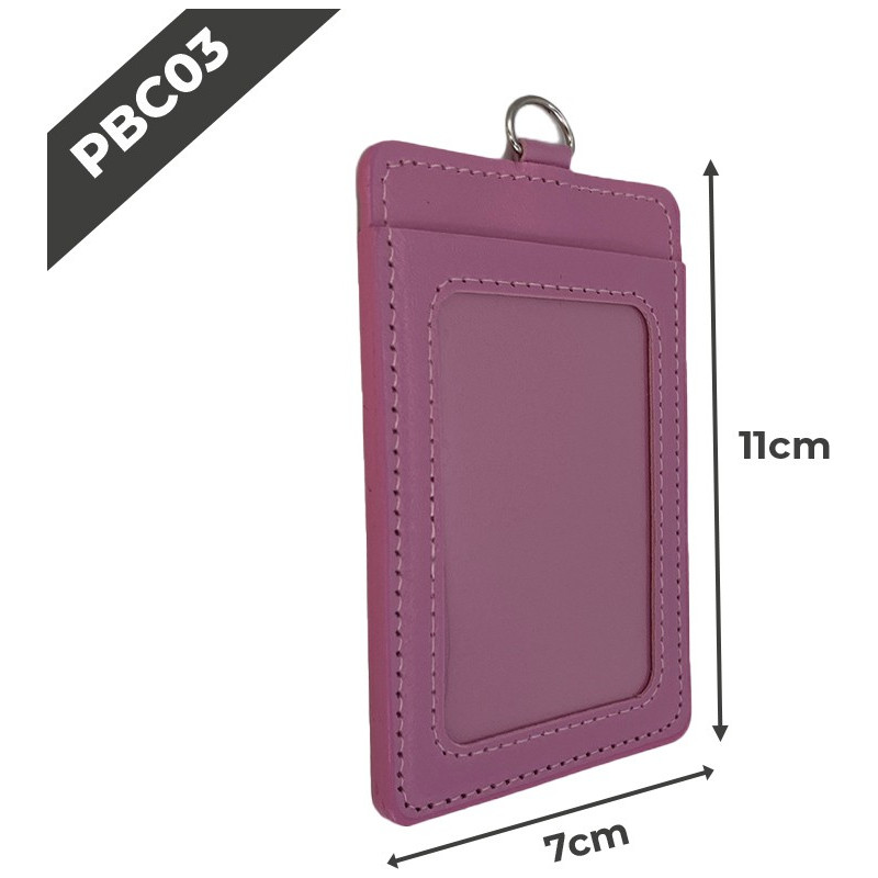 PBC03 Porte-badge en cuir | 55x75mm | Rose