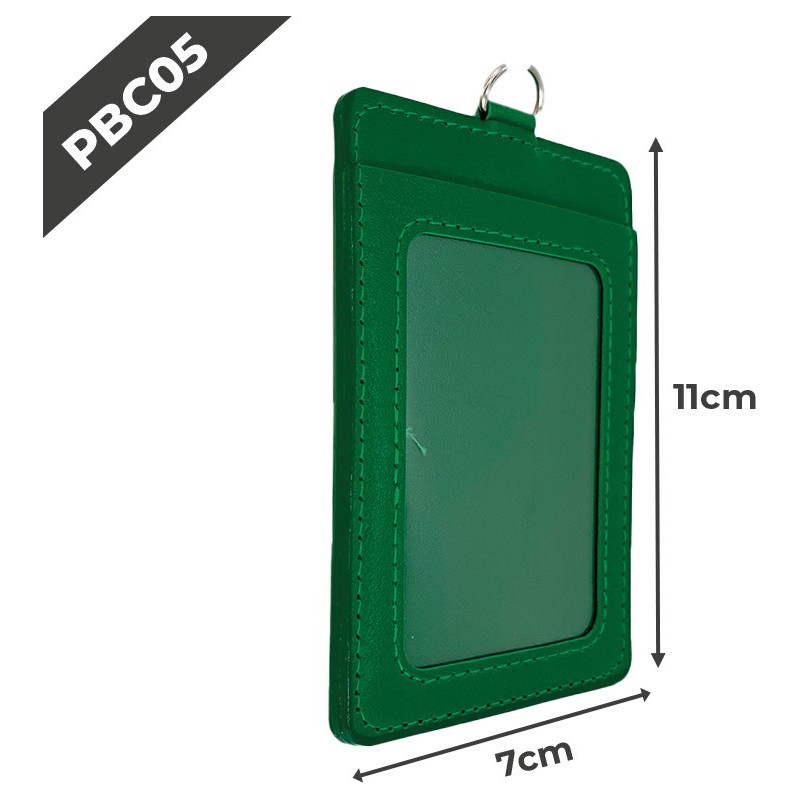 PBC05 Porte-badge en cuir | 55x75mm | Vert
