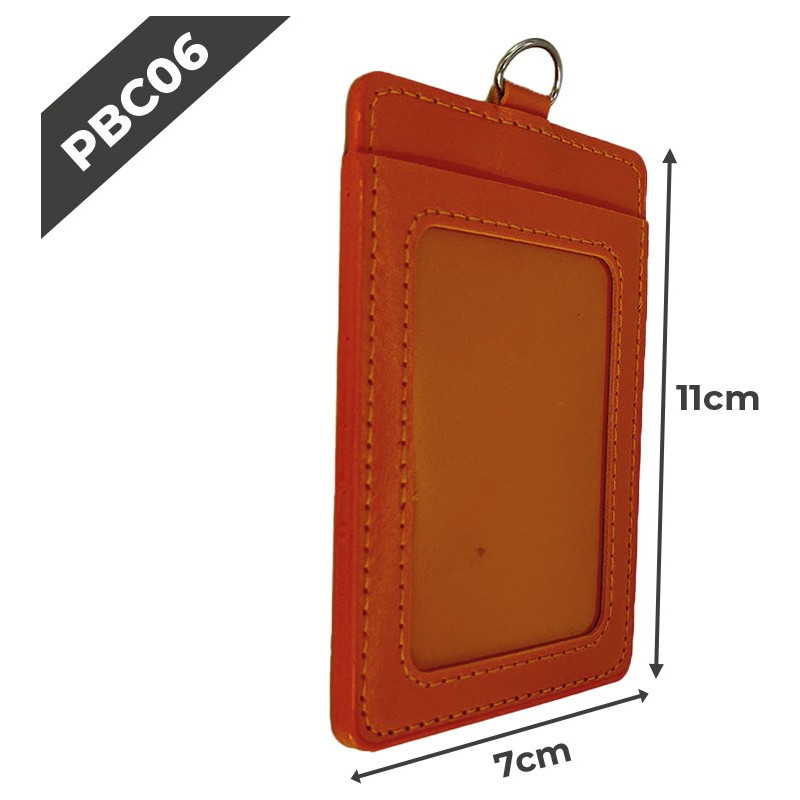 PBC06 Porte-badge en cuir | 55x75mm | Orange