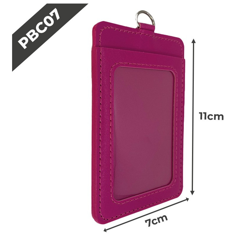 PBC07 Porte-badge en cuir | 55x75mm | Fushia
