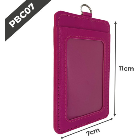 PBC07 Porte-badge en cuir | 55x75mm | Fushia