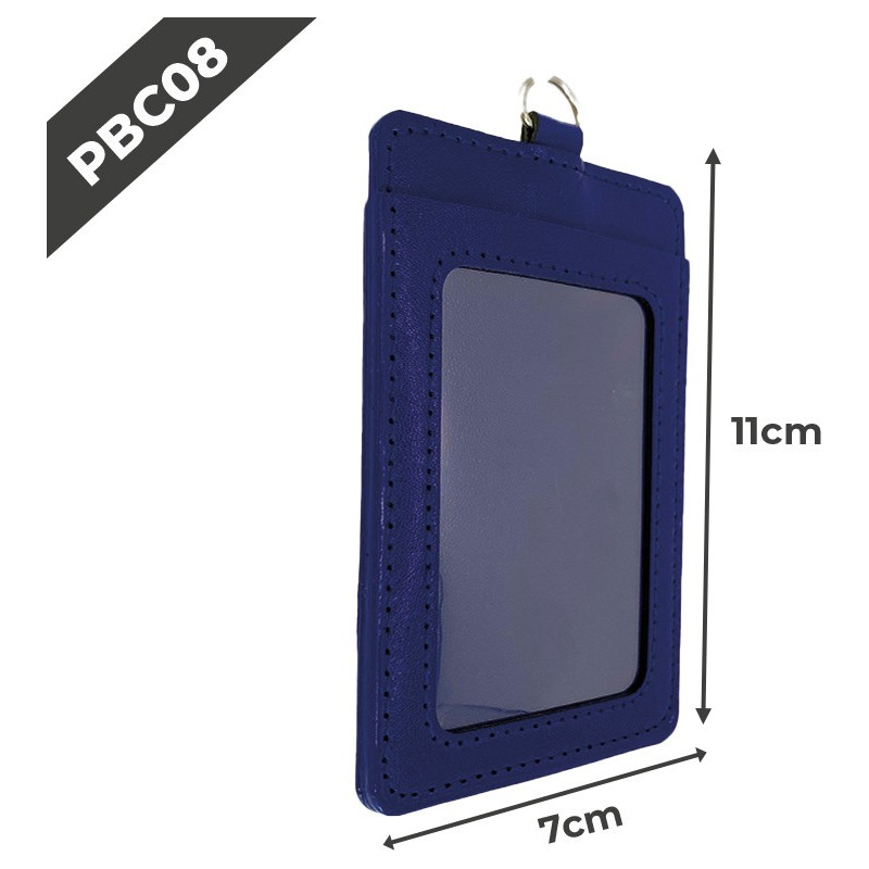 PBC08 Porte-badge en cuir | 55x75mm | Bleu foncé