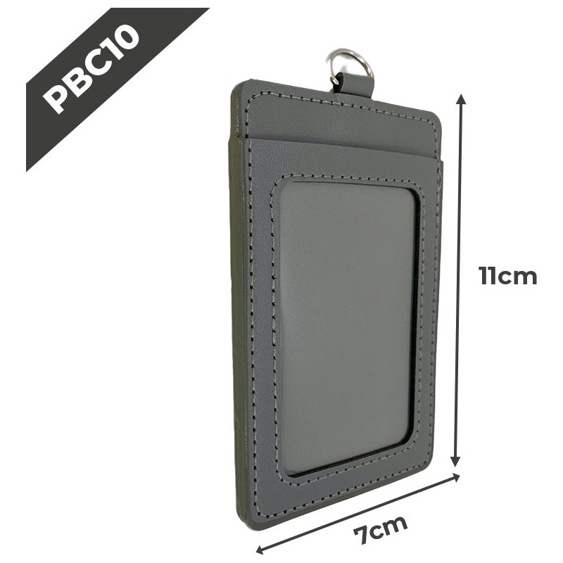 PBC10 Porte-badge en cuir | 55x75mm | Gris