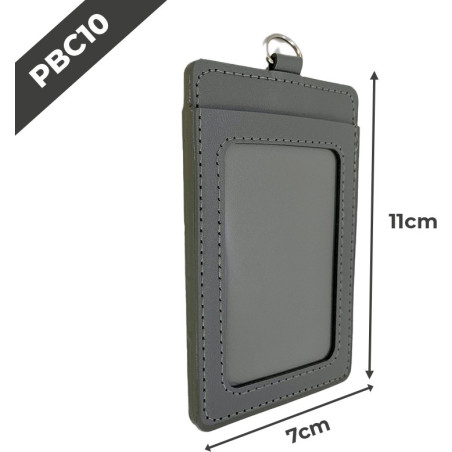 PBC10 Porte-badge en cuir | 55x75mm | Gris