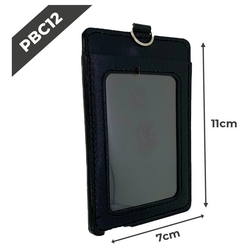 PBC12 Porte-badge en cuir | 55x75mm | Noir