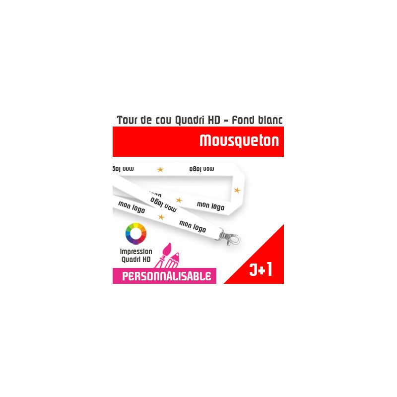 Tour de Cou Mousqueton J+1 - Fond Blanc