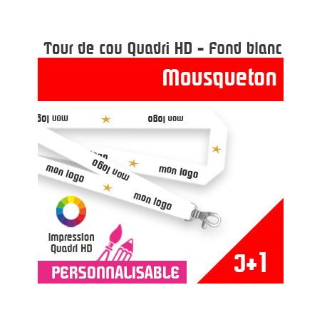 Tour de Cou Mousqueton J+1 - Fond Blanc
