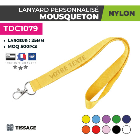 Tour de cou personnalisé en nylon avec mousqueton