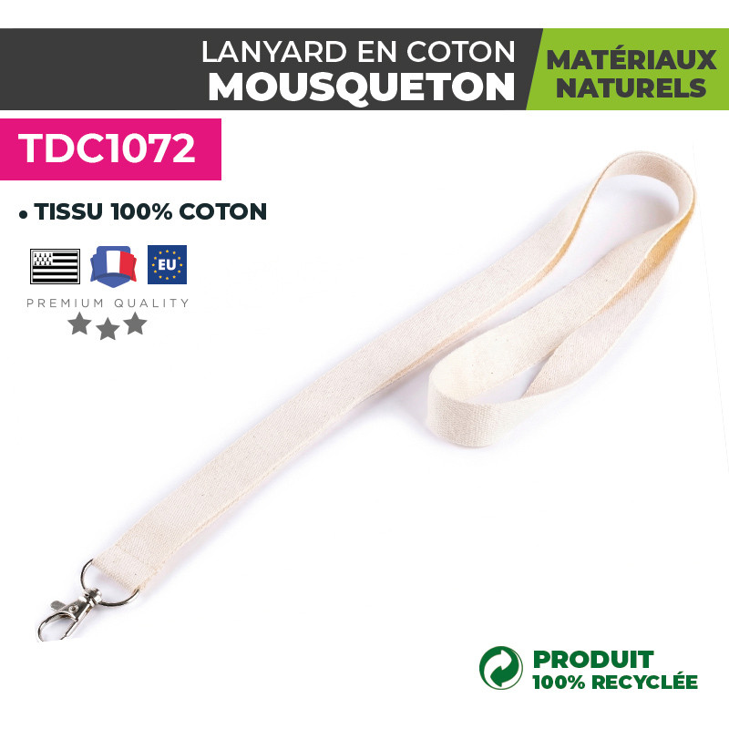 Tour de cou personnalisé en coton mousqueton